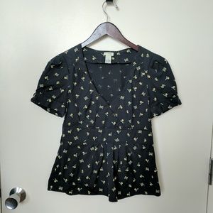 Anthropologie puff sleeve peplum Blouse